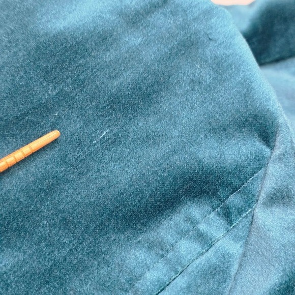 Vtg Y2K New York & Company Blazer Jacket XL Teal Velvet Career Office Fairy Read - Picture 4 of 13